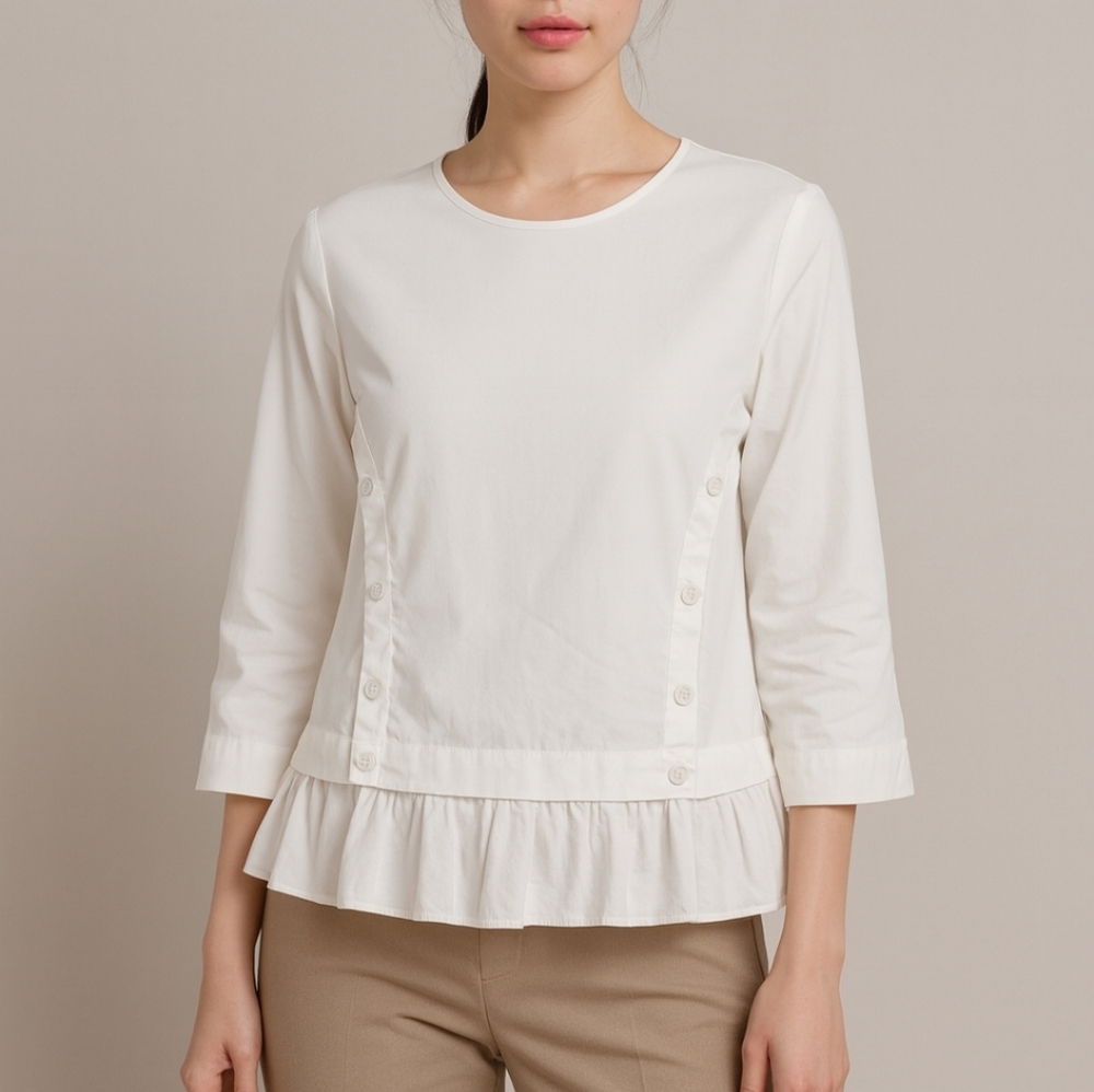 RIANI WHITE COTTON BLOUSE SIZE MEDIUM